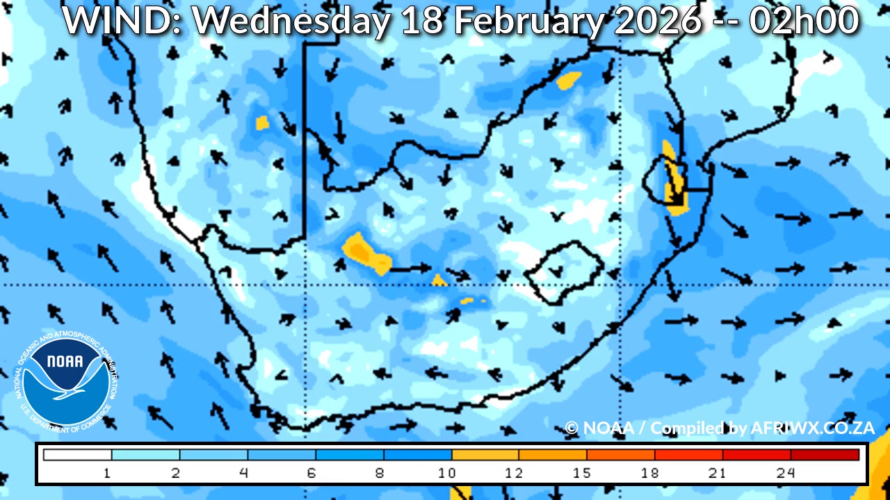 🇿🇦 Wind Forecast for Tomorrow Wednesday 🗓️ Wednesday 18 February 2026 ...