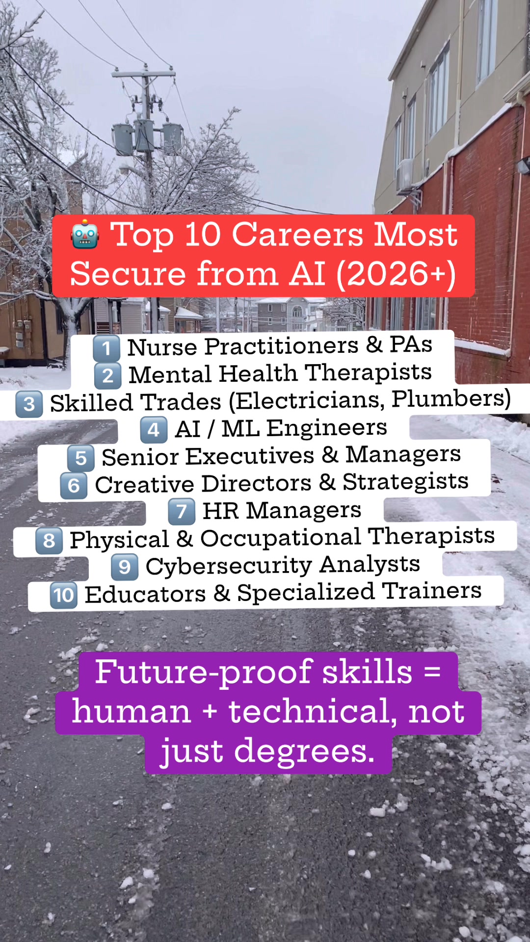 Here are the top 10 AI proof careers in 2026. What do you think? Is ...