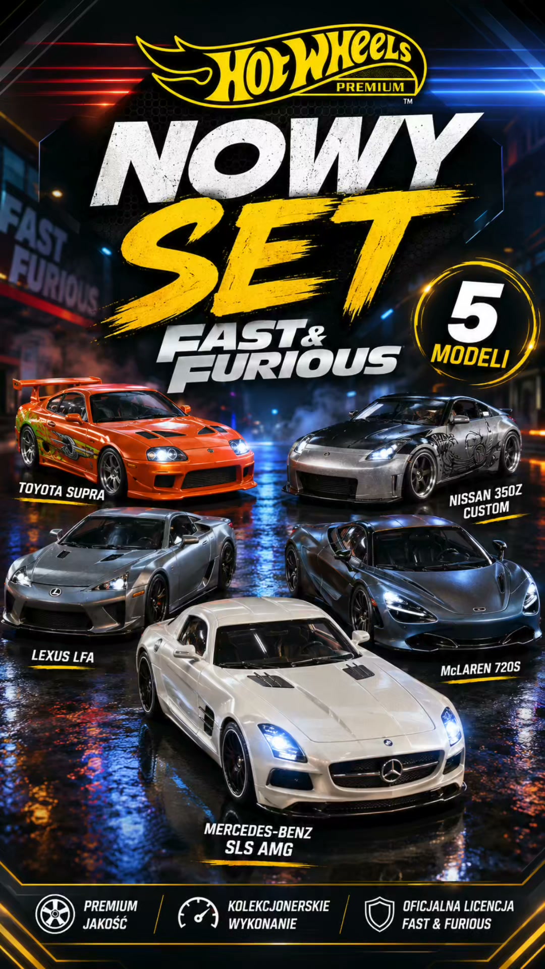 Hot Wheels Premium: set Fast & Furious Mix 4 z 