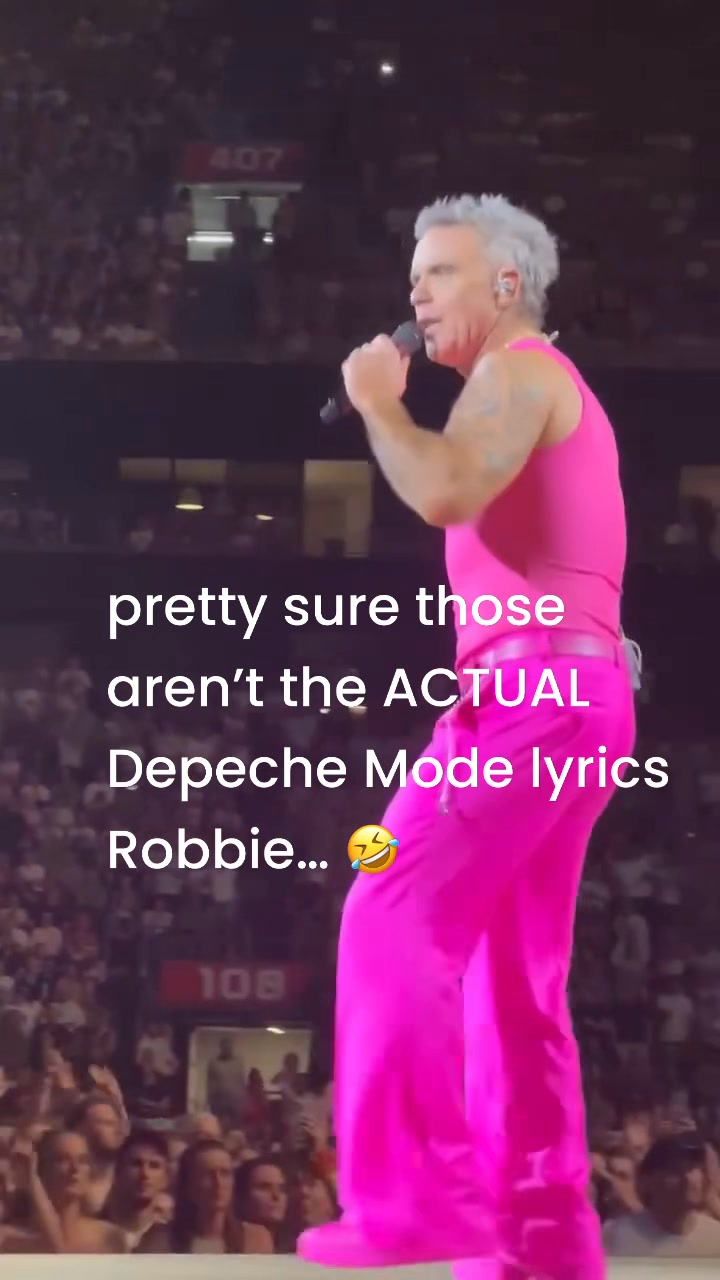 Ad-libbing the lyrics as only Robbie Williams can. Looks like it all ...