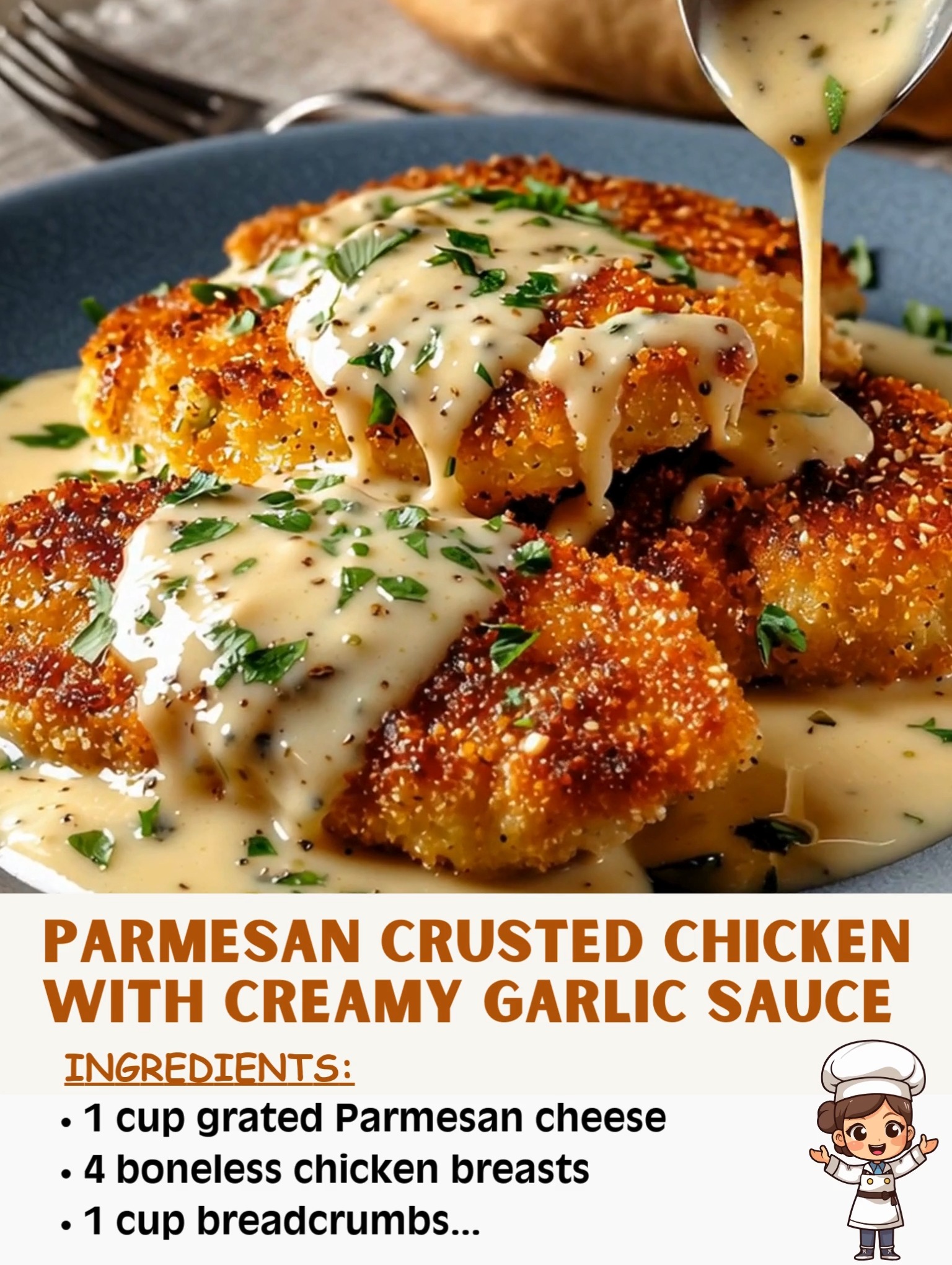 🍗🧄 Parmesan Crusted Chicken with Creamy Garlic Sauce | Recipes by Lisa ...
