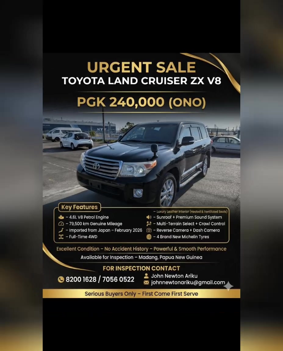 URGENT SALE – ZX V8 PGK 240K | Prado 2700 PGK 120K