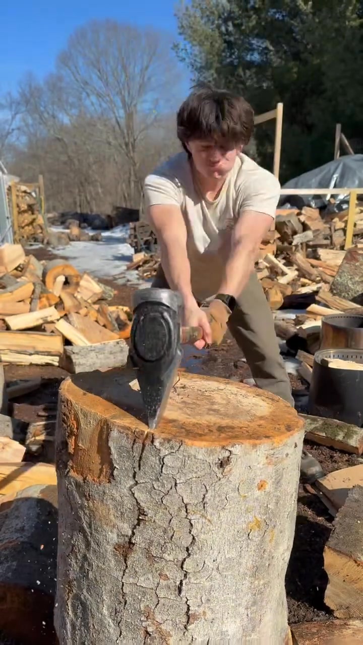 Splitting Beech #firewoodbusiness #firewood #axe #woodworking #wood # ...