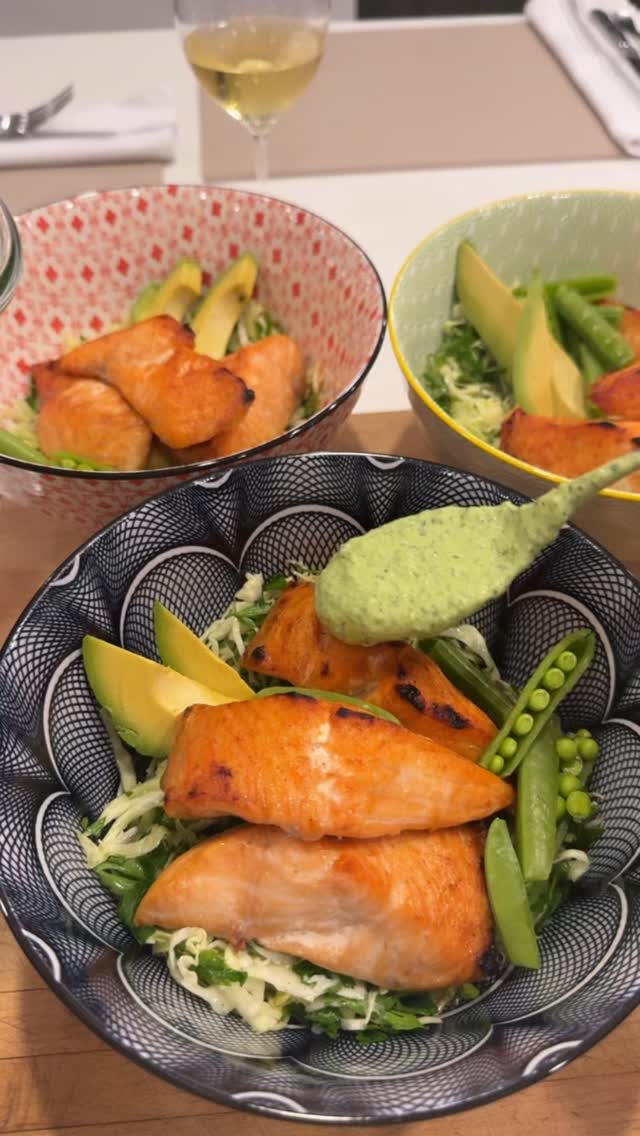 suzanne somers green goddess dressing recipe Salmon Bowls with Goddess, Cabbage Salad and Pickled Shallots - almost too pretty to eat! Somehow we managed 😜 | Caroline Women Holiday Dress