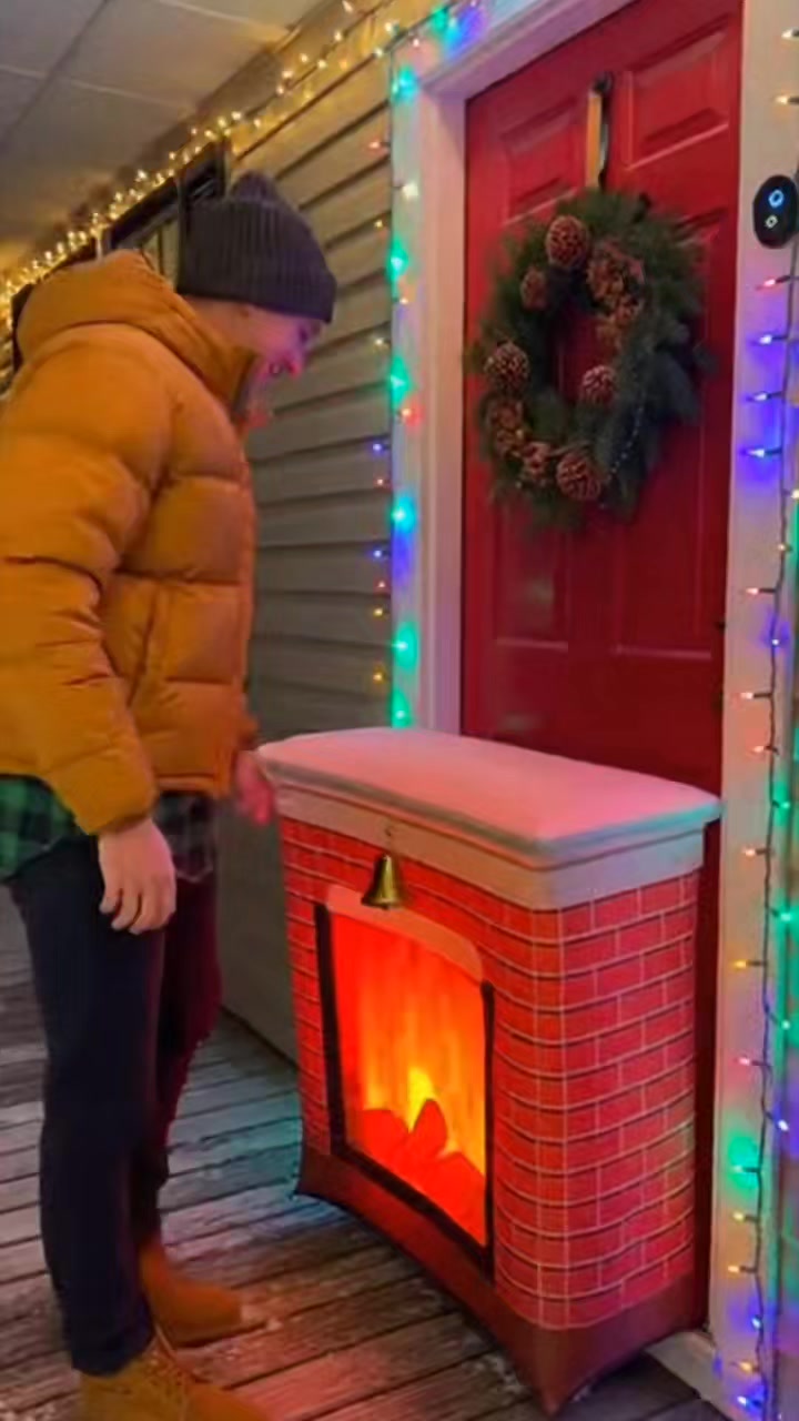 🔥💥Glowing Inflatable Fireplace Grab Turns Into Bright Purple Holiday ...