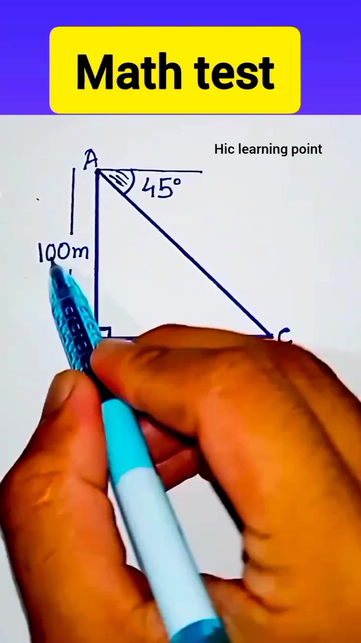 Trigonometry test : In the figure AB=100m and BC|| to the line drawn ...
