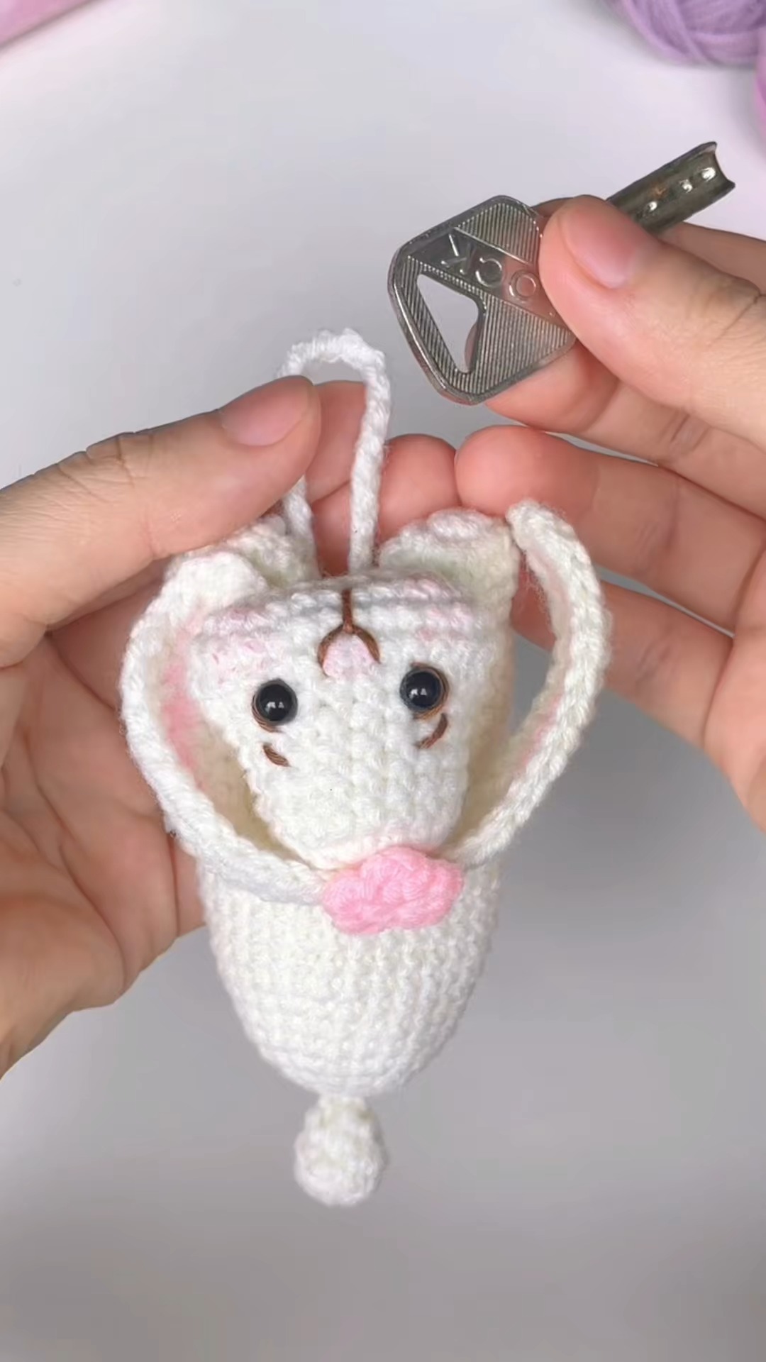 Crochet lovely bunny key cover 🐰🔑 #crochet #crochetbeginner # ...