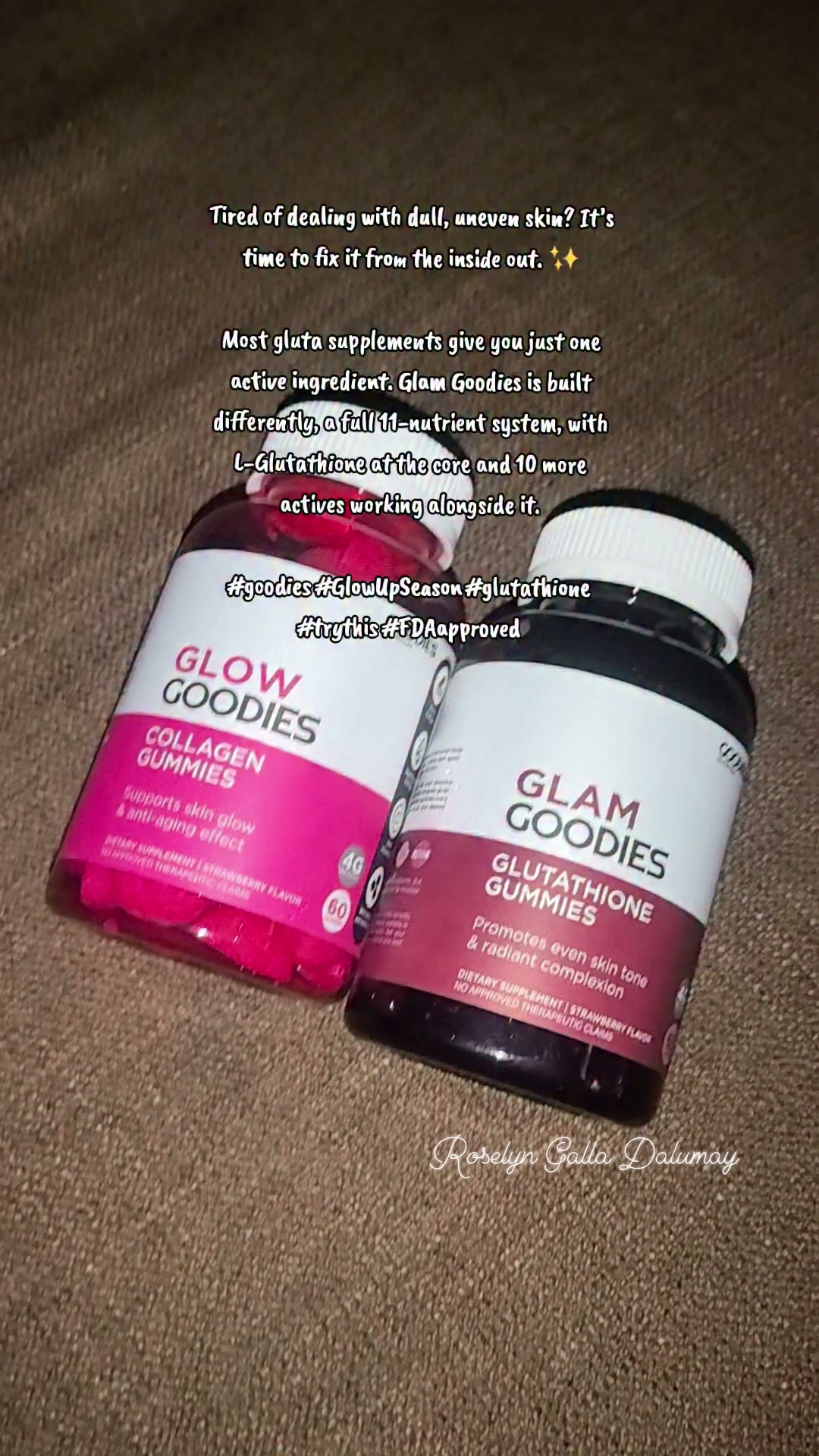 GOODIES NUTRITION Glam and Glow Duo - 1 bottle of Glam Goodies + Glow Goodies - For Bright and Glowing Skin FDA Approved - Glutathione and Collagen Gummies GLOW GOODIES - Collag