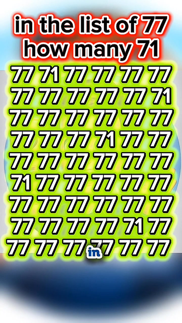 Find out numbers of 71 ⁉️💯👍 Eye Test 💯 #eyetest #puzzletime # ...