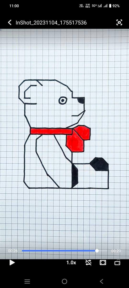 Easy teddy bear Drawing #graphpaperdrawing #gridpaperdrawing # ...
