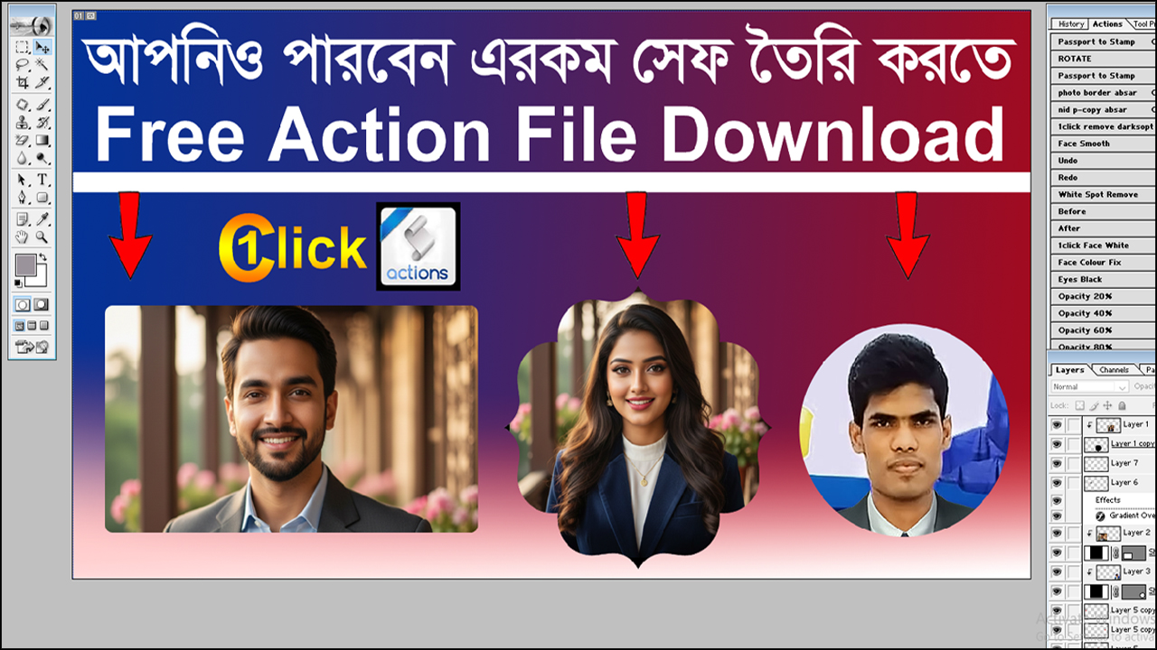 1 Click Photo in Shape in Photoshop Free Action File Download Photoshop ...