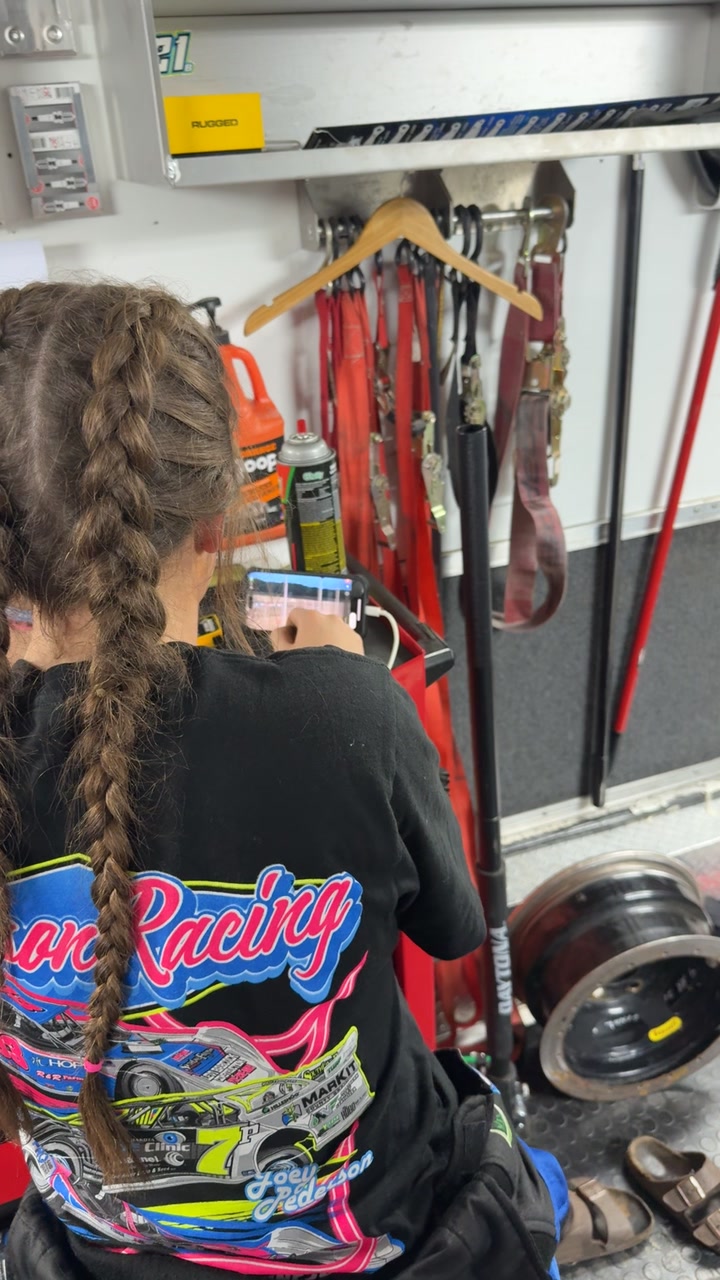 Gets out of the car after winning the heat. Comes straight in the ...
