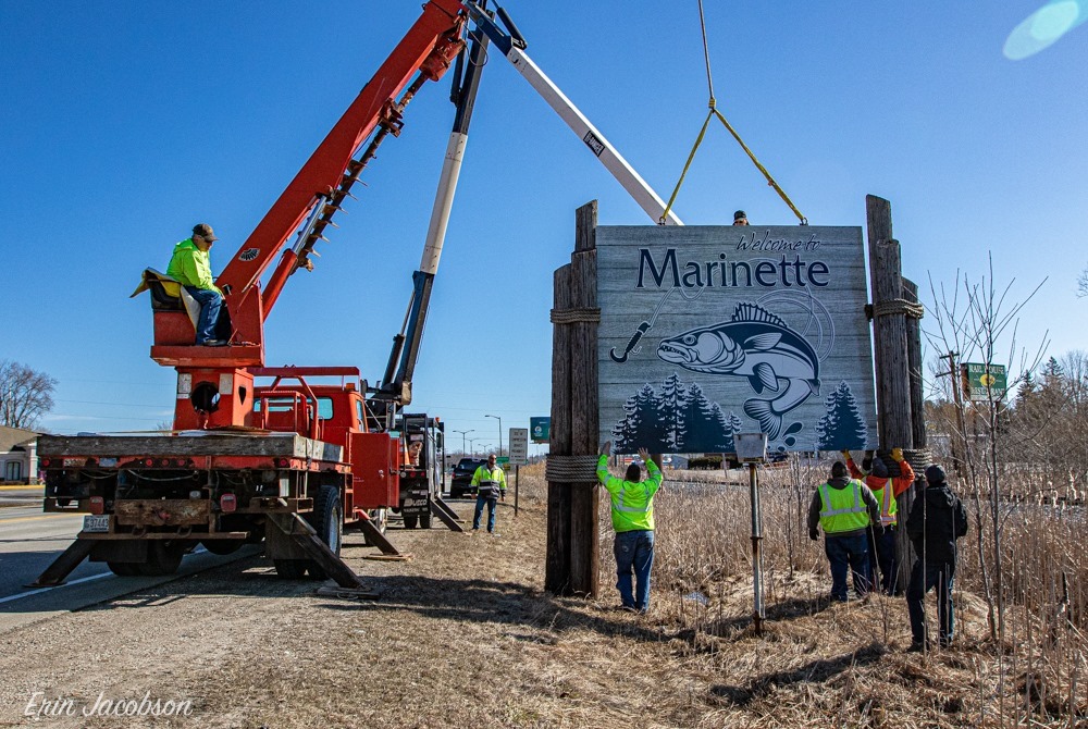 The newly constructed sign is up. Let... - City of Marinette
