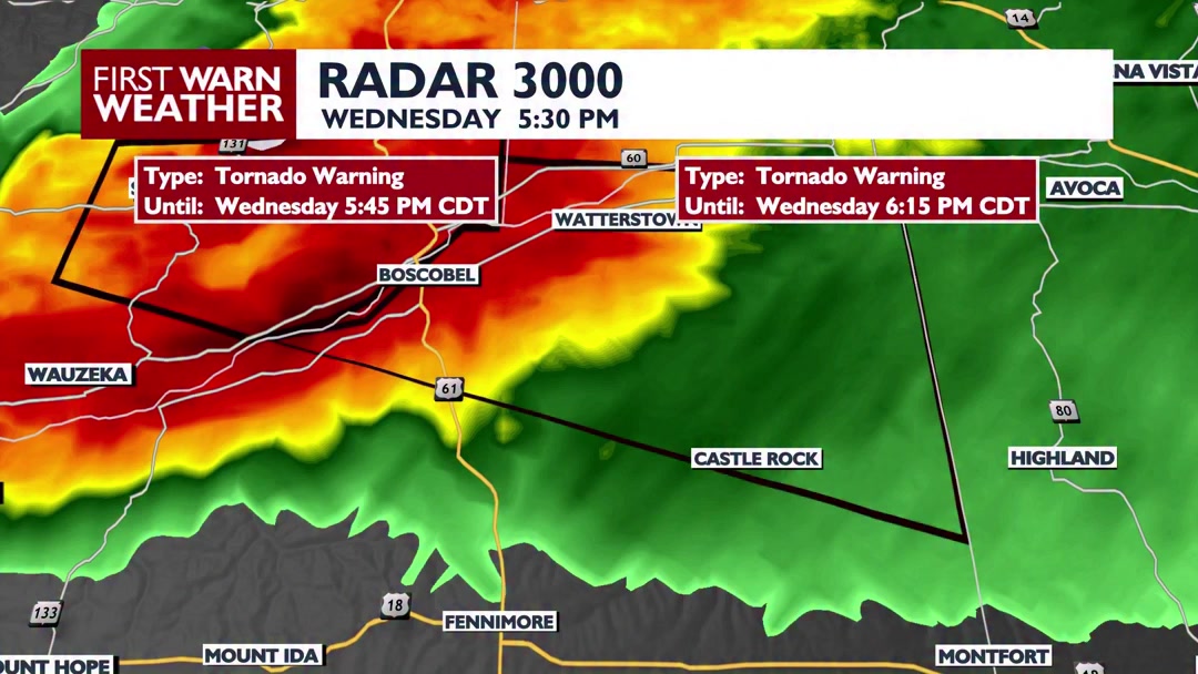A tornado warning has been issued for Grant, Richland county. You