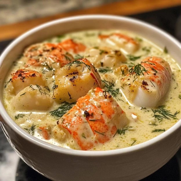 Recipe in Firsτ Coʍmеոτ 👇 Creamy Seafood Chowder with Lobster ...