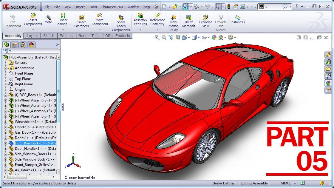 SolidWorks Car Tutorial - Ferrari F430 [Part 5] | Enjoy this (now free ...