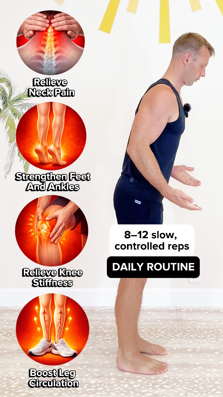 Senior and beginner friendly Neck mobility, heel raises, knee movement ...