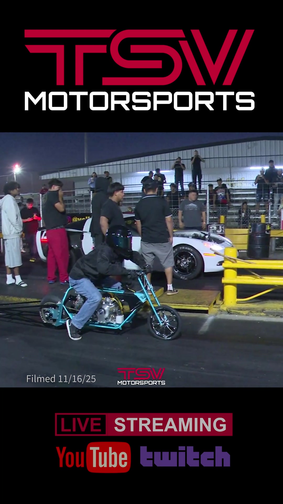 🏍️ Mini Bike vs. Corvette 🤯🔥 Side-by-side almost the whole way