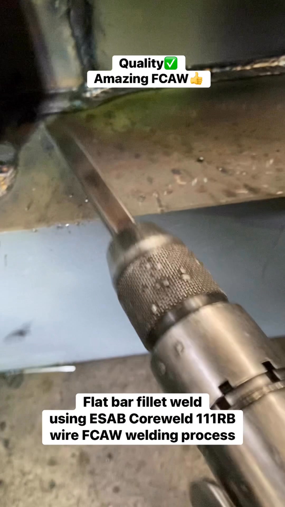 Flat bar fillet weld using FCAW👨‍🏭 #fypシ゚viralシ #jerielwelding #welding ...
