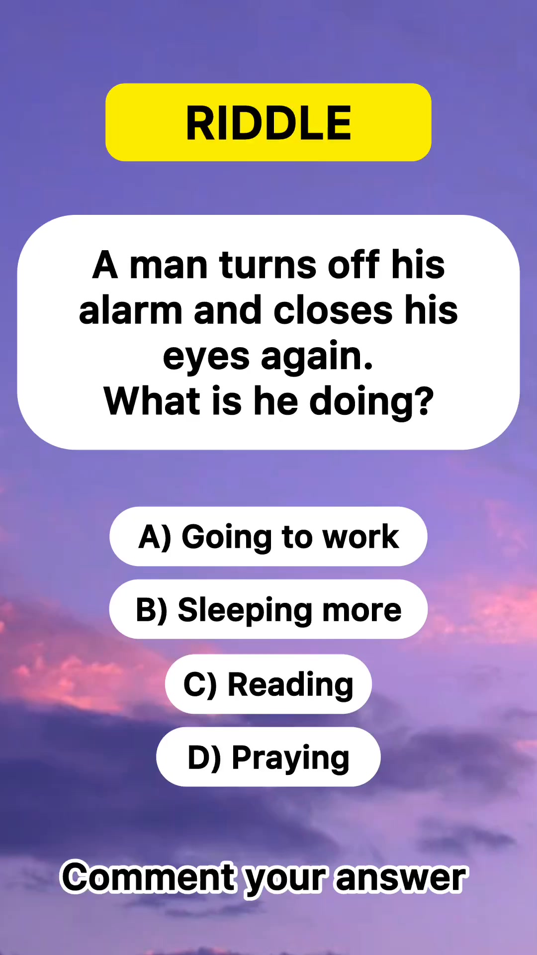 A man turns off his alarm and closes his eyes again. What is he doing ...
