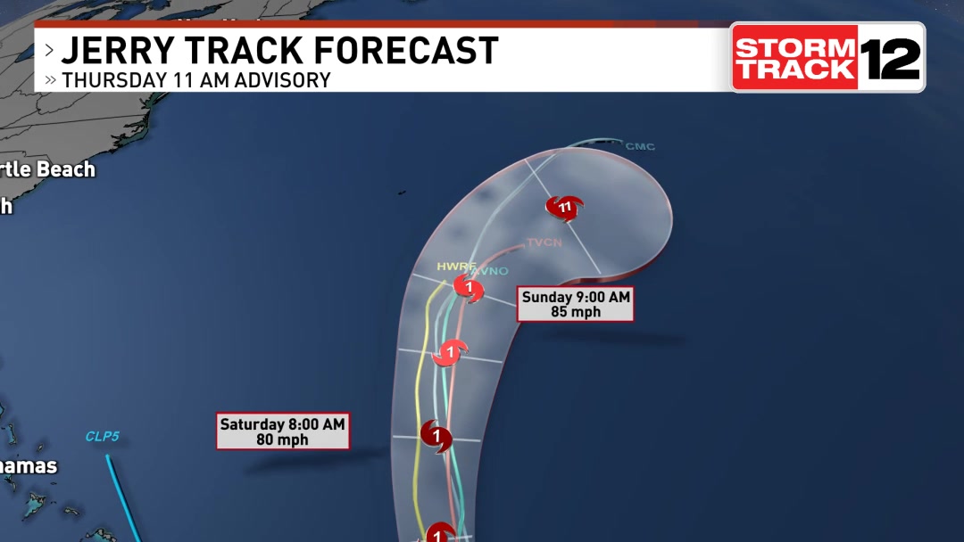 Here's the latest forecasted track of Jerry that we are tracking. Stay ...