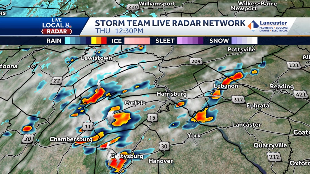 12:30 PM RADAR UPDATE Scattered showers and thunderstorms continue to ...