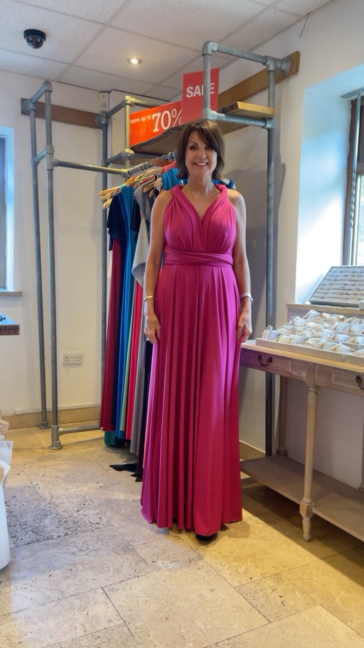 Sunday 16/08/26, Dessy long twist wrap dress, SALE 60% OFF – Now £62 Was £155, One dress worn many ways – sized. You can wrap it into different styles and looks.The dress suits all shapes and sizes, 