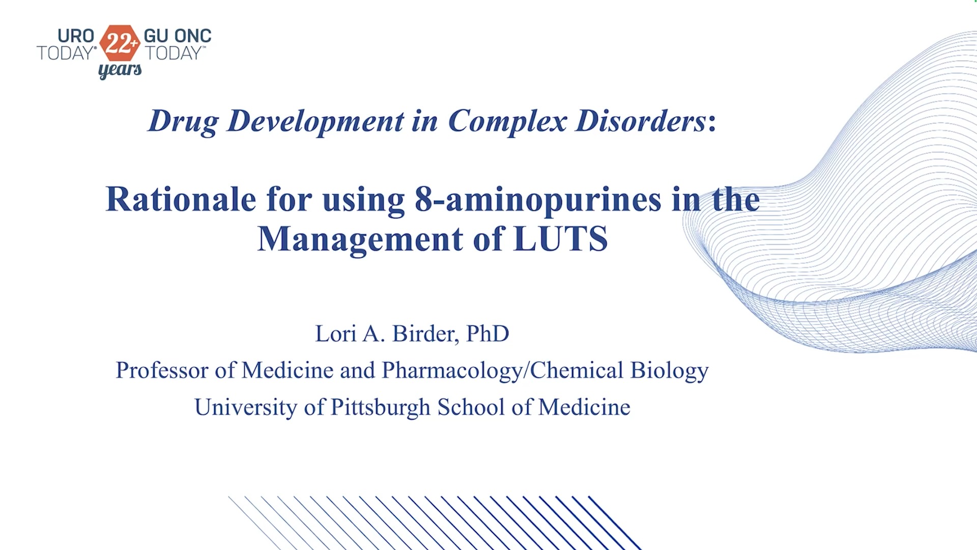 Investigation therapy studied for pathway for treating chronic bladder pain and aging-related issues. Lori Birder, PhD Pitt School of Medicine joins Alan Wein, MD, PhD(hon), FACS University of Miami 