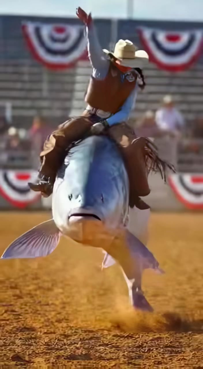 Just catching a fish... #ai #rodeo #bullriding #fishriding | Pan Future ...