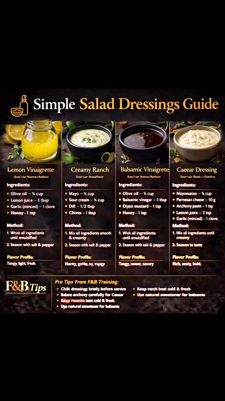 Simple salad dressing Guide | F&B TIPS GUIDE