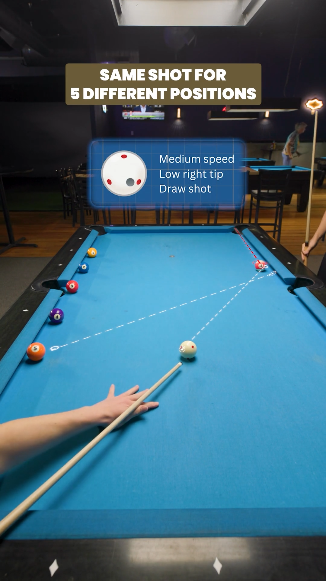 Get the cue ball to five different positions off the same shot. This is ...