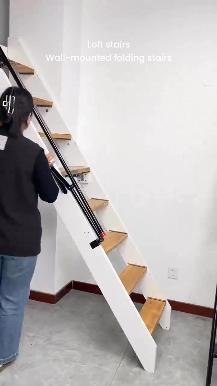 Loft stairs, Wall-mounted folding stairs 🪜 ••• • • #Stairsdesign # ...