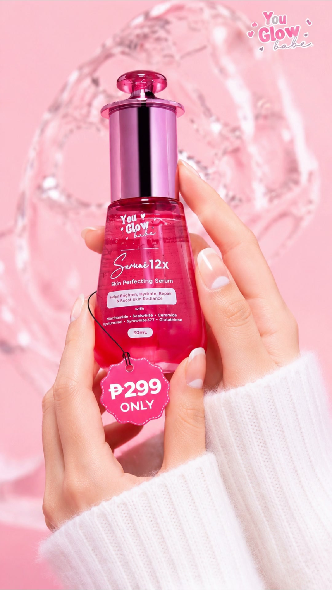 ✨ GLOW UP WITH YOU GLOW BABE SERUM 12X ✨, Achieve brighter, smoother, and healthier-looking skin with the power of Glutathione, Hyaluronic Acid, and Niacinamide!, 💖 Helps brighten dull skin, 💖 Helps 