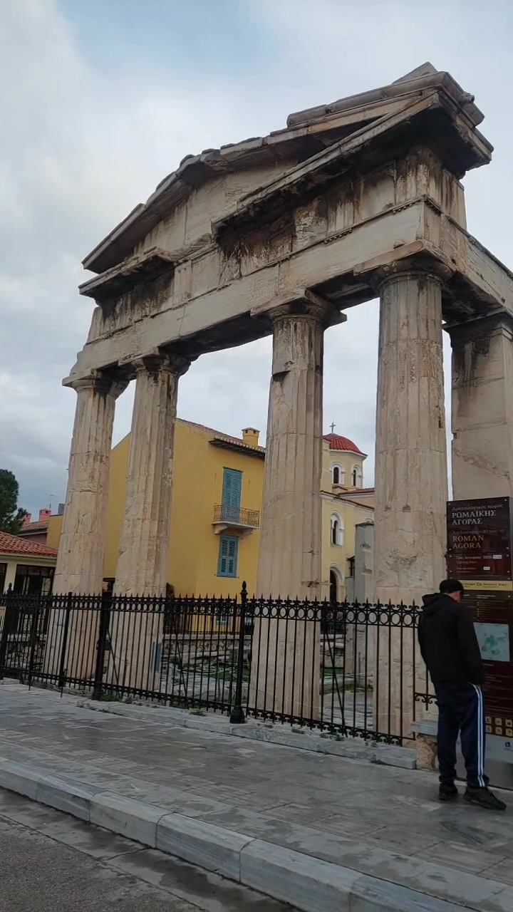 Athens main gate of Roman Agora. The Gate of Athena Archegetis and the ...