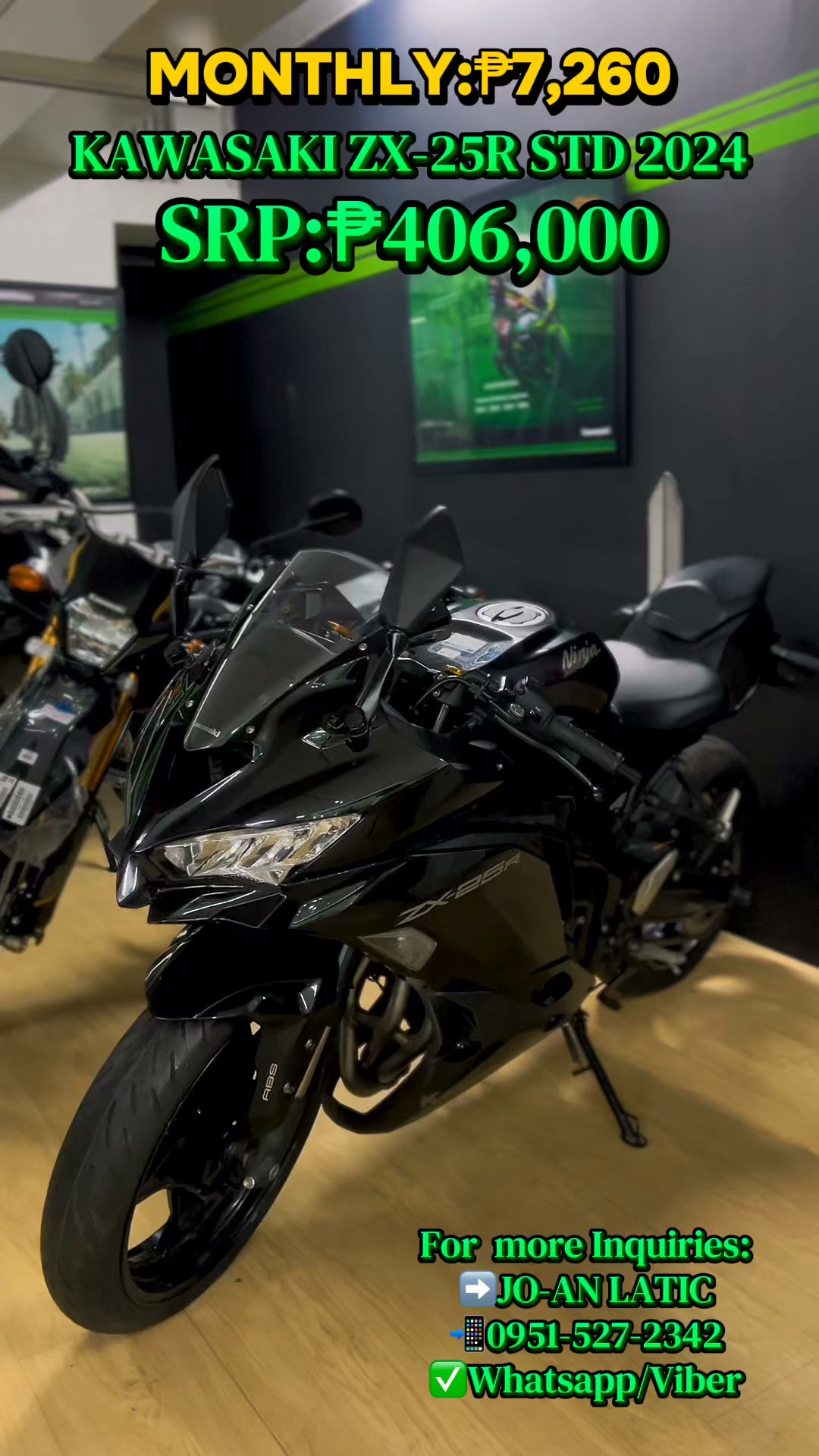 KAWASAKI ZX-25R STD 2024 SRP:406,000 For more Inquiries: ➡️JO-AN
