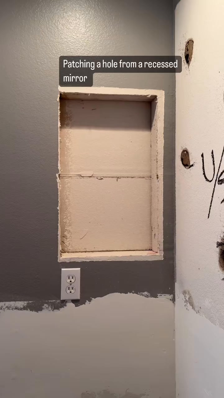 Patching a hole left from a recessed mirror. #home #diy #renovation ...