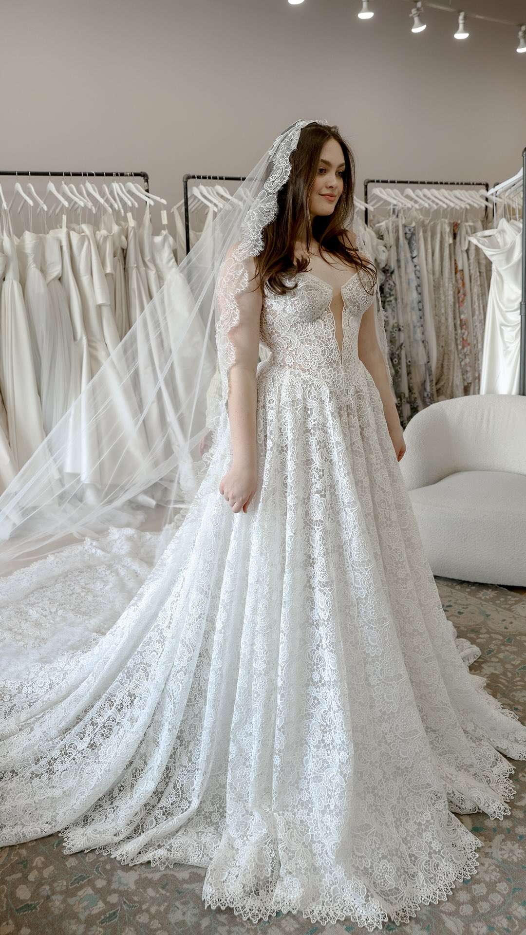 open lace back dress Sabrina Two-Piece Satin Slip Wedding Dress with Long Sleeves Organza Overlay  | Bone and Grey Bridal
