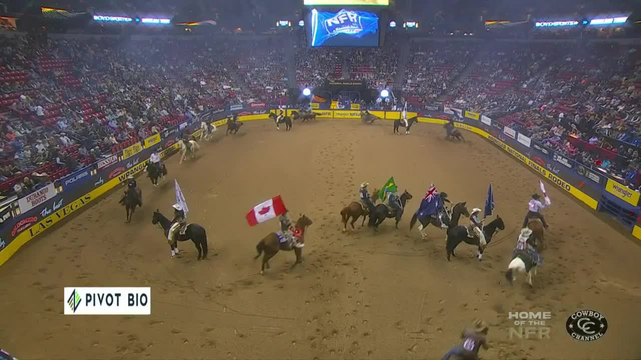 💥 Grand Entry on Night 1 at the Wrangler National Finals Rodeo