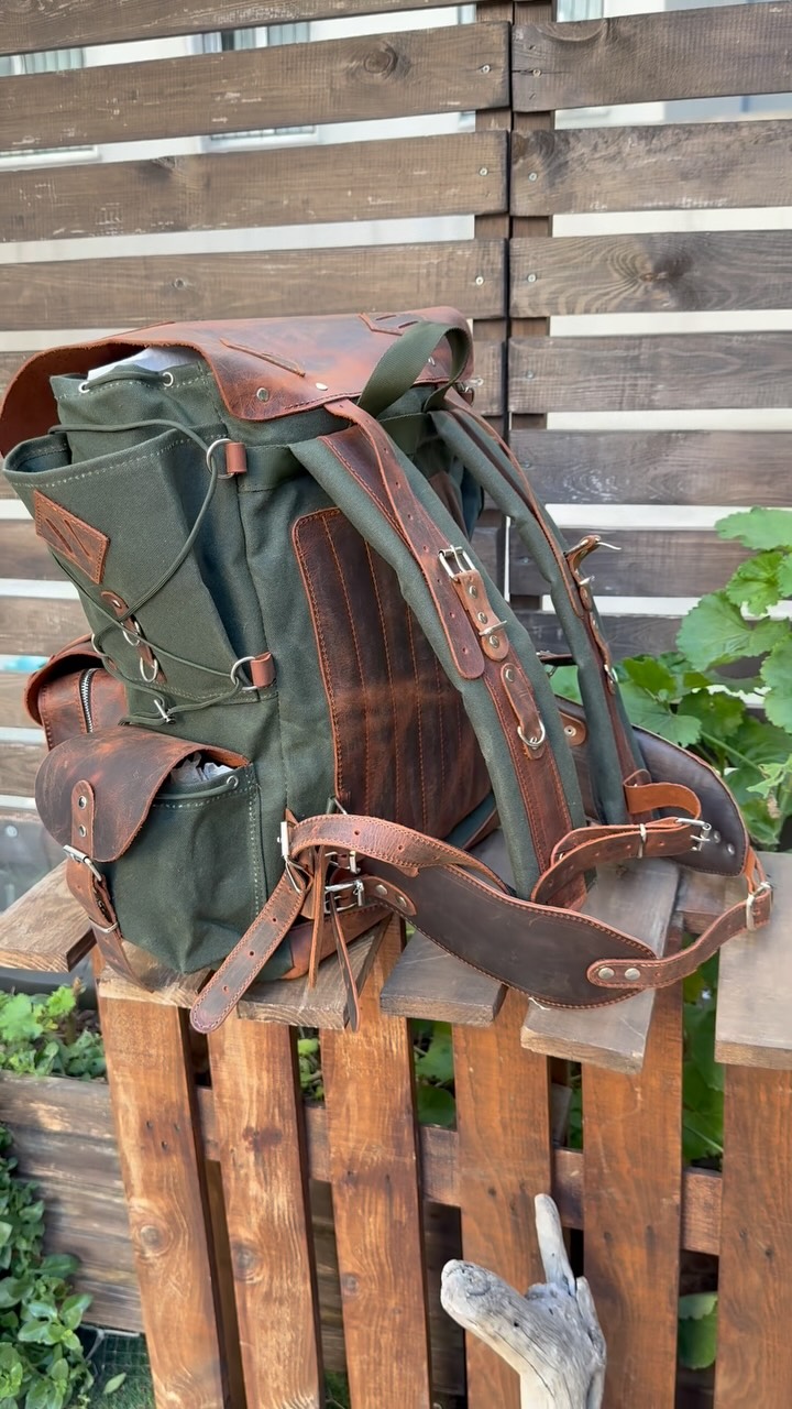 canvas leather bushcraft backpack Camping | & Waxed Backpack Discover the Waxed Cotton Rucksack in Gun Leather Brown—your new go Your Journey Deserves More Than