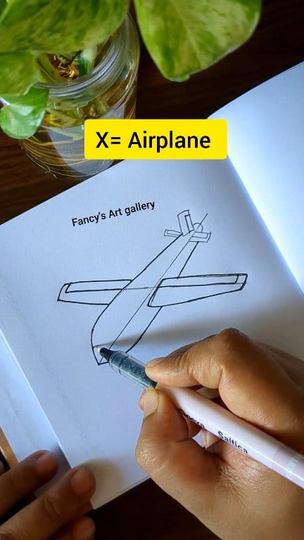 📌How to Draw an Airplane Using the Letter X ️ ️ #CreativeDrawing # ...