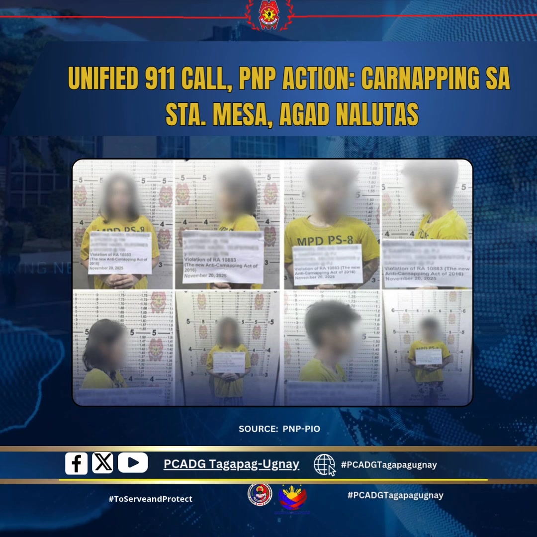 UNIFIED 911 CALL, PNP ACTION: CARNAPPING SA STA. MESA, AGAD NALUTAS ...