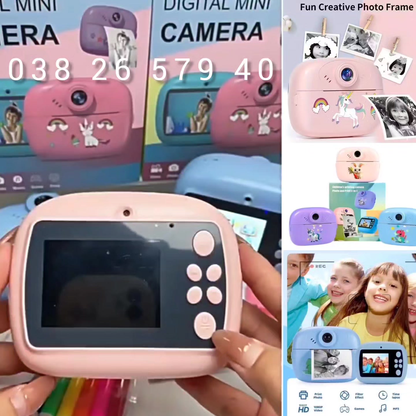 Appareil Photo Instantané Thermique HappyImpress – Impression Sans Encre, Jeux Intégrés, Imprimante De Dessins – Cadeau Enfant Ado (Noir)
