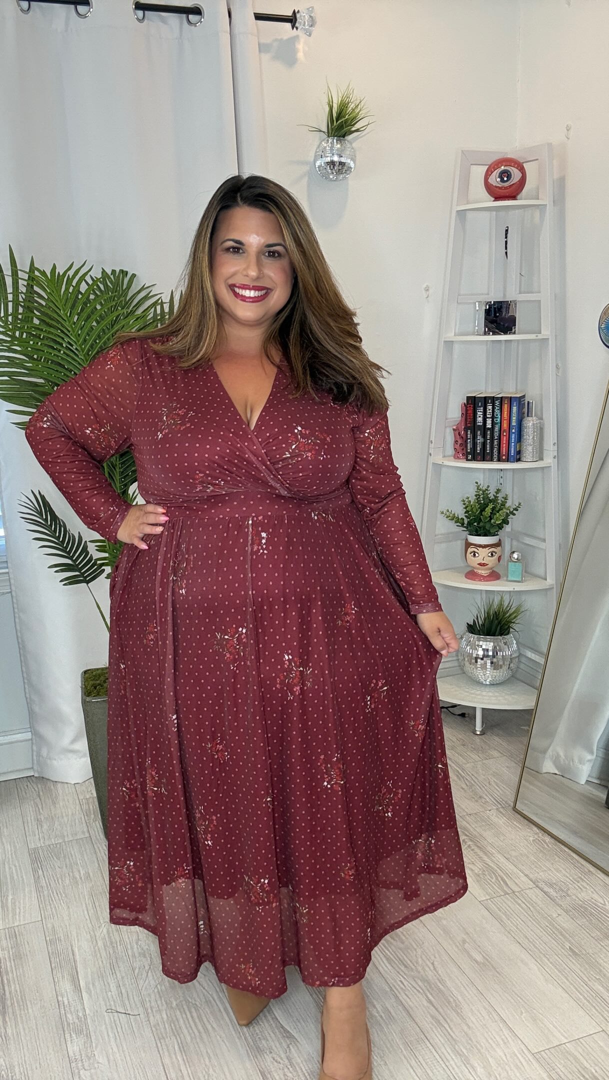 Anytime I wear a mesh bodycon dress, I get mixed reviews. Half of you love them and the other half prefers to conceal the curves. , This mesh faux wrap dress is the best of both worlds and is great 