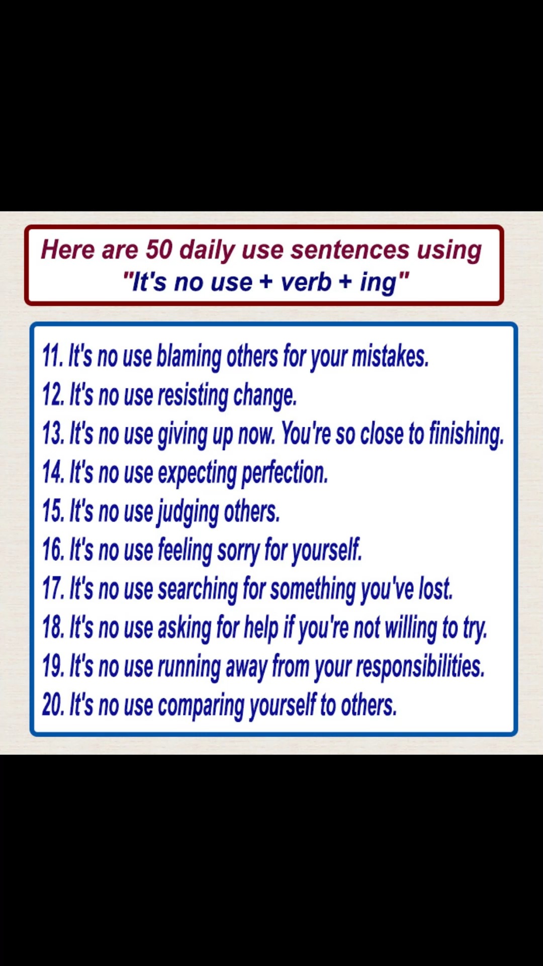 it is no use ing