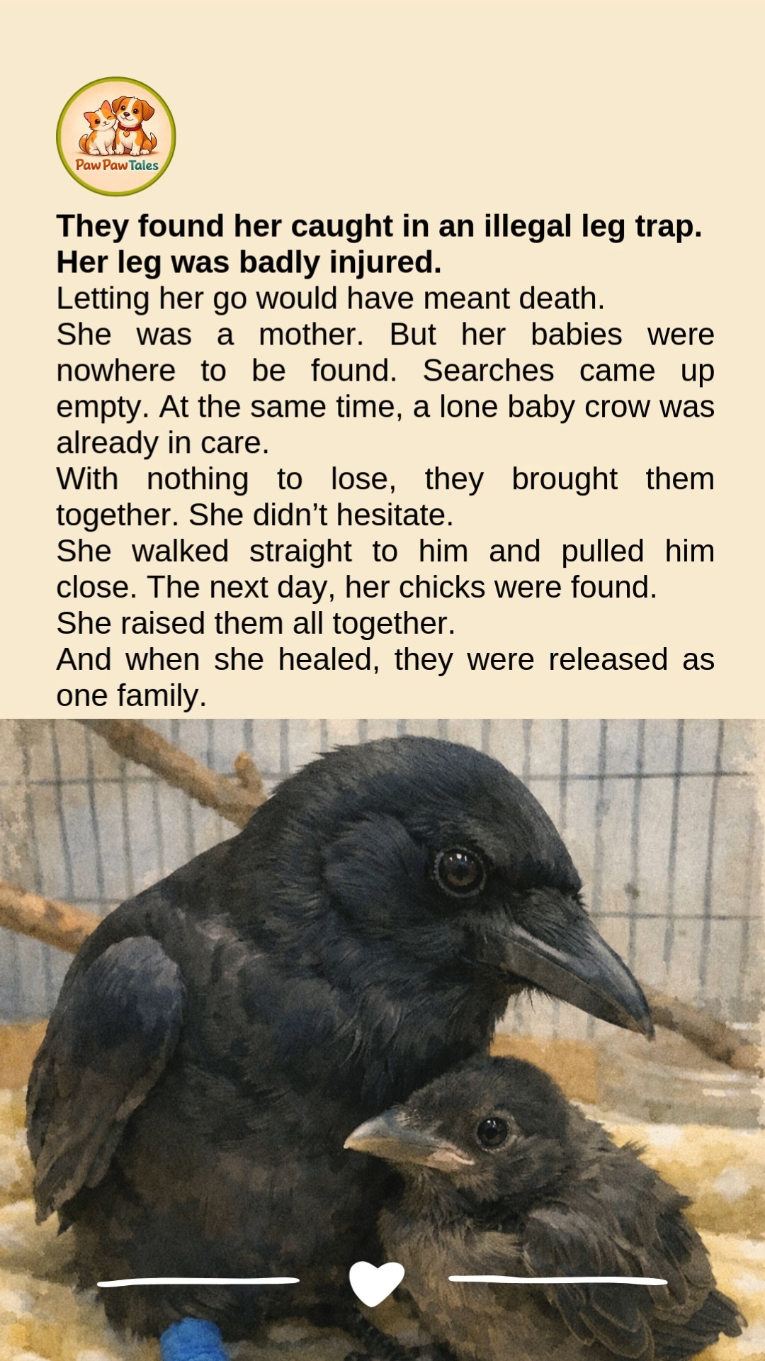 They found her caught in an illegal leg trap. Her leg was badly injured ...