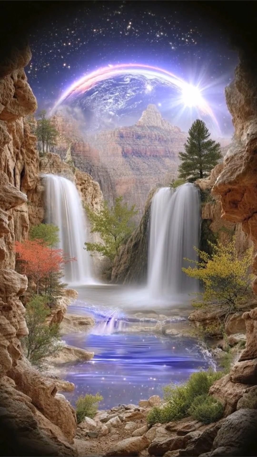 Ethereal Falls — Portal of Light 🌌 Some places feel like they belong to ...