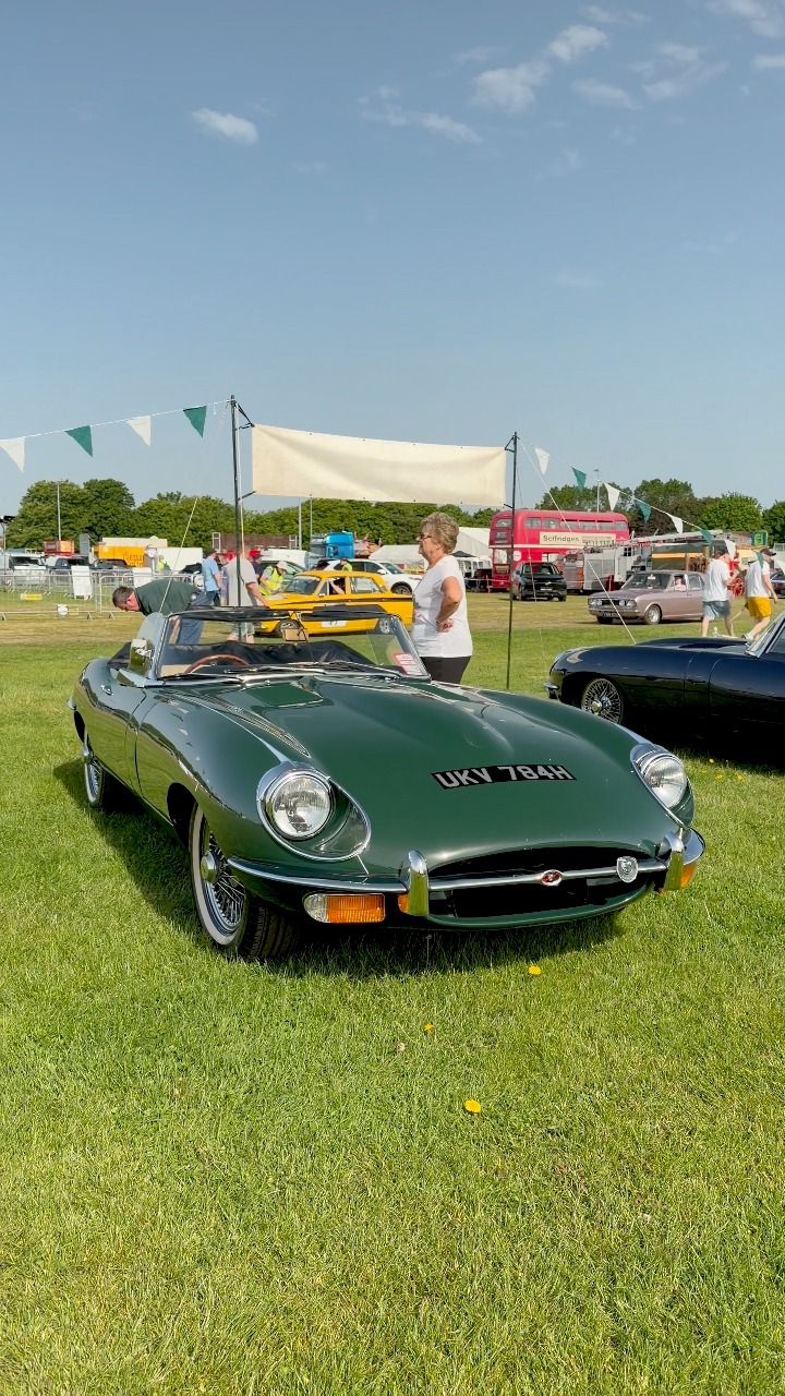 Jaguar E-Type Roadster finished in British Racing Green. #jaguar