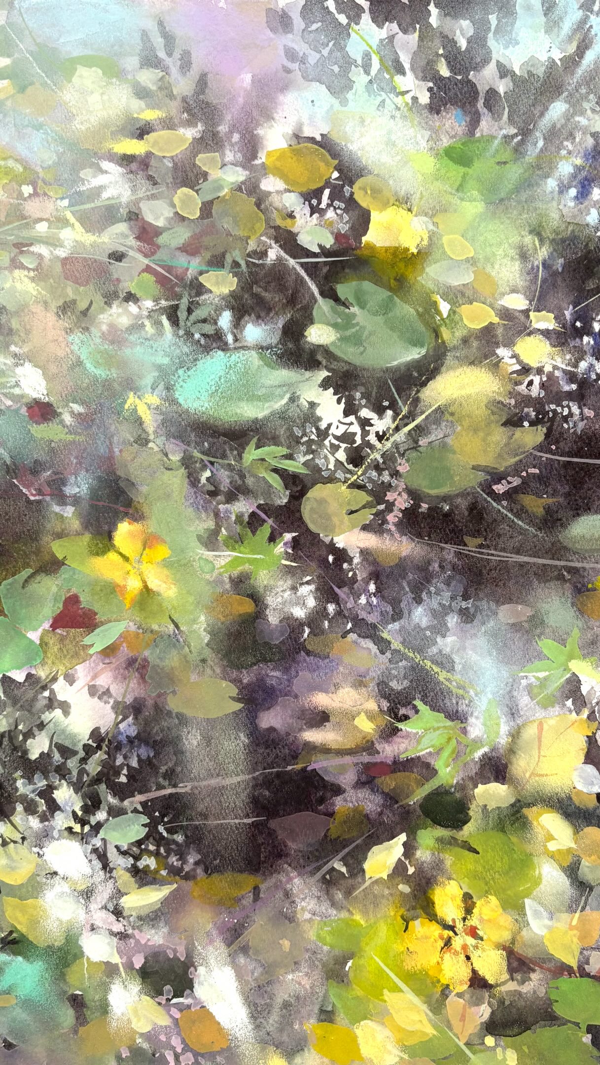 朝を待つ花たち』アクリル画