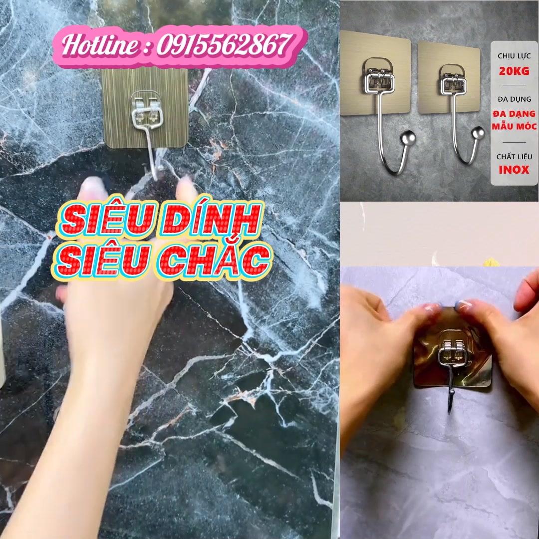 Móc dán tường inox - dính siêu chắc - Móc dán siêu dính, siêu chắc chịu ...