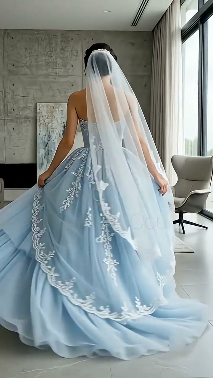 blue wedding dress say yes to the dress Fairytale Princess In Real Life 👑 | Fan Wedding guest outfit Plus Size - Maxi Color:Blue and Black Military Hat